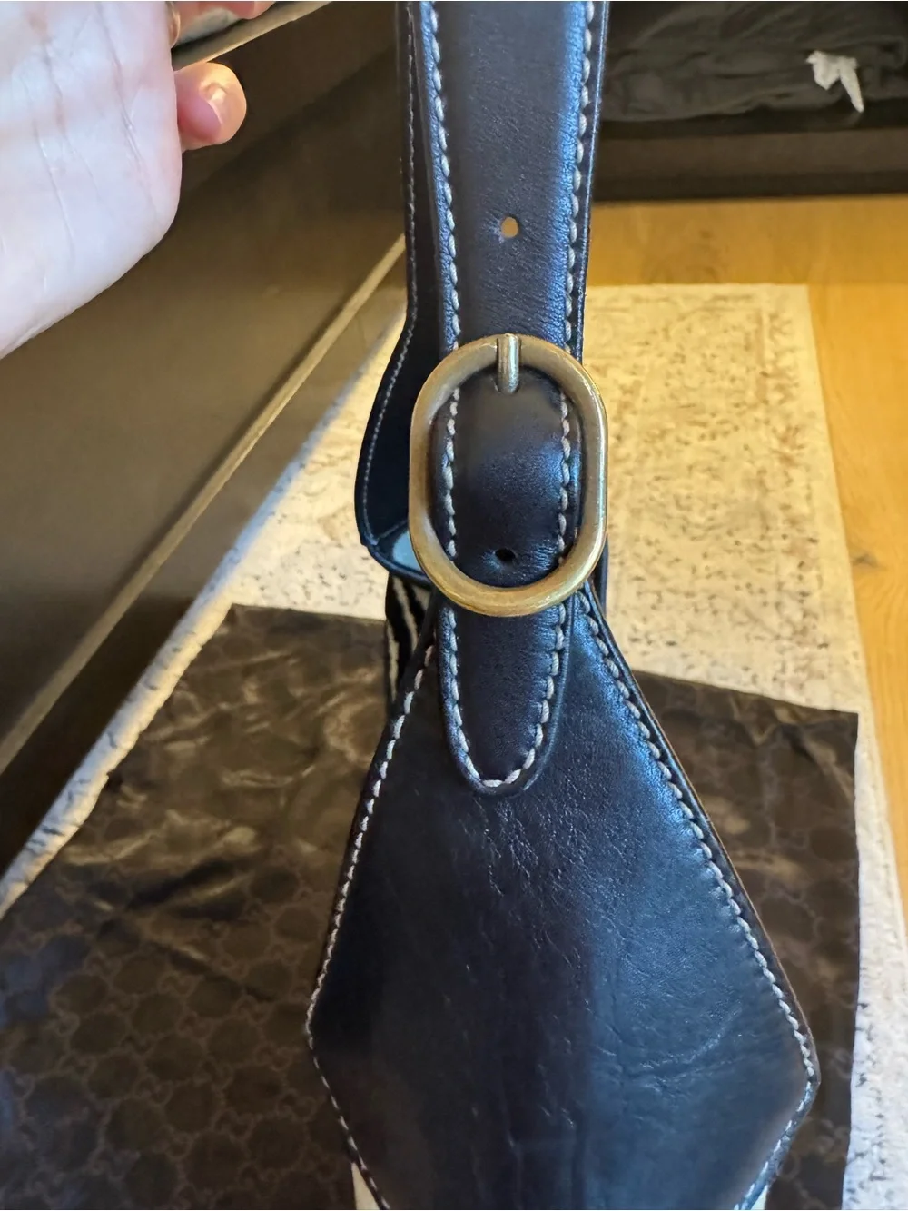Gucci Black & White Zebra-Print Jackie Shoulder Hobo with Gold Hardware